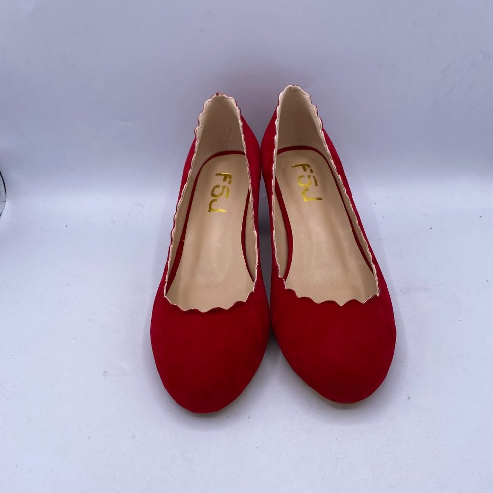 FSJ Chunky Cute Dress Shoes Scalloping Round Toe - Picture 2 of 10